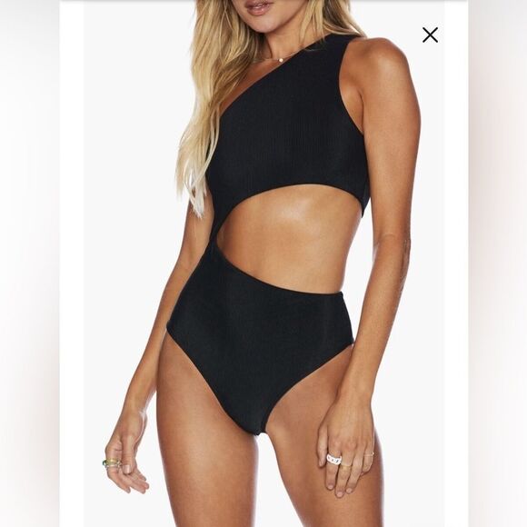 BEACH RIOT NWT Celine Cutout One-Shoulder One-Piece Swimsuit Black Small - Picture 12 of 12